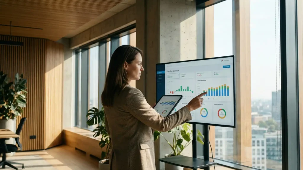 Mulher analisando a evolução dos gastos X receita - Blog - Cashtrack Gestão de Fluxo de Caixa